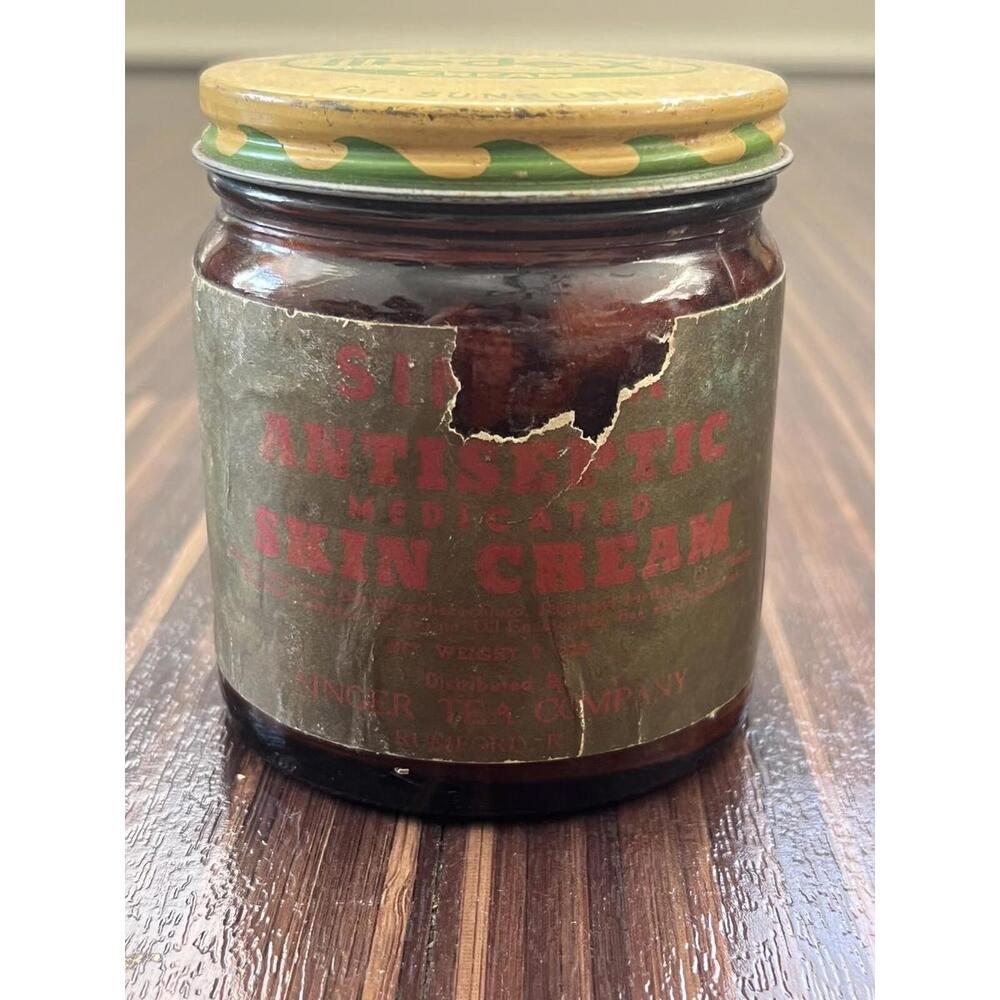 1942 Mede-X Shaving Sunburn Cream Label Duraglas Jar Medex First Aid Men Women